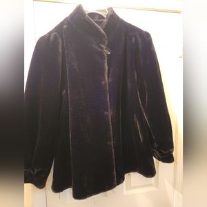VINTAGE Black Faux Mink Fur Jacket